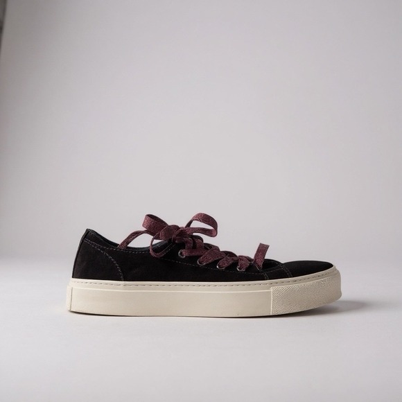 Zara‎ Basic Collection 37 Velvet Shoes Sneakers Maroon - Picture 6 of 6